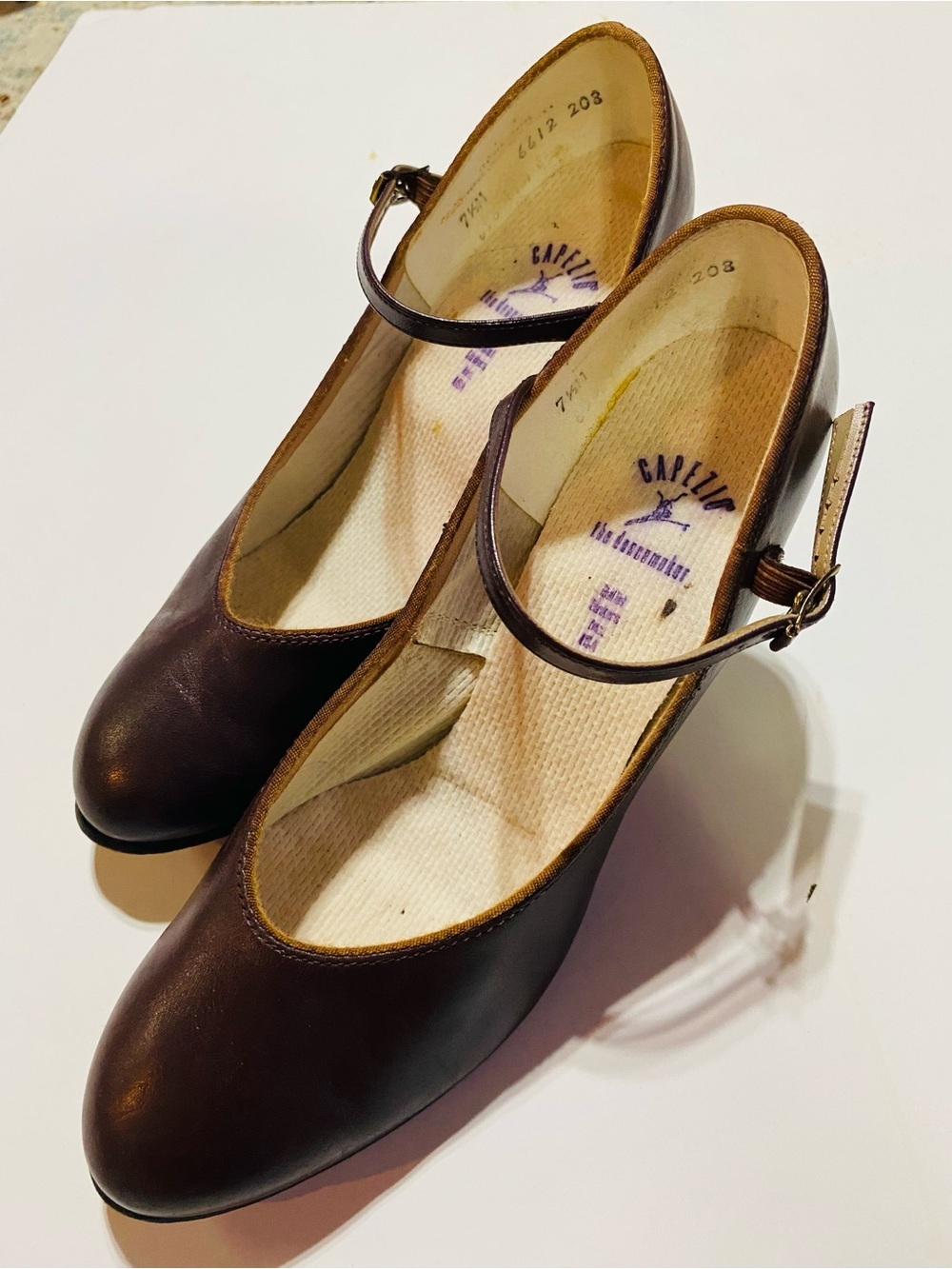 Vintage Capezio Brown Leather Character Shoes Mary Jane Straps 7.5